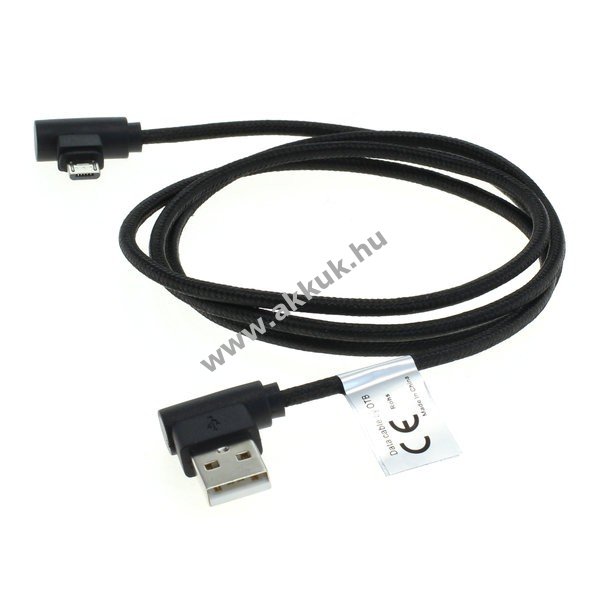 OTB Micro USB töltõ és adatkábel szövetborítás, 90 fokos fejjel, 1m
