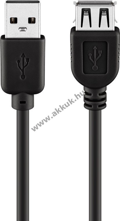 Goobay USB-A hosszabbító kábel 0,3m fekete USB2.0 480Mbit/s 0,5A 2,5W