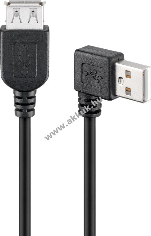 Goobay USB-A hosszabbító 90° 0,3m fekete USB2.0 480Mbit/s 0,5A 2,5W