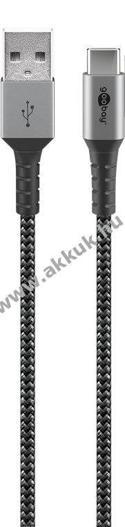 Goobay Textile Cable USB-C-USB-A fém csatlakozó 0,5m 3A 15W űrszürke/ezüst elegáns, robosztus