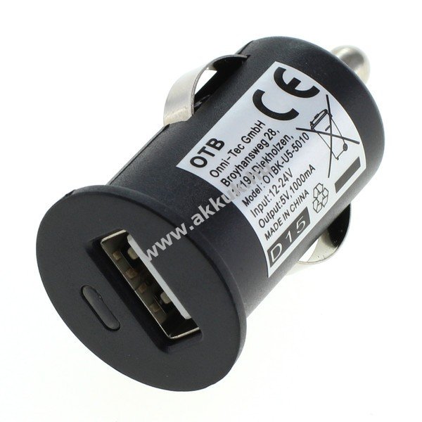 OTB USB-s autós töltõ , fekete, 1A - A készlet erejéig!