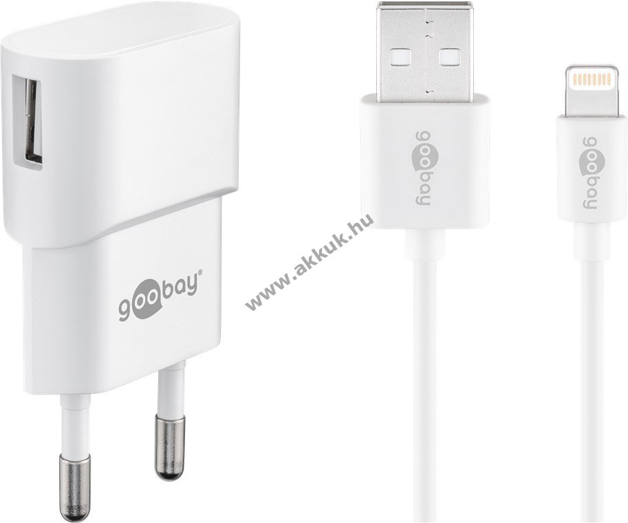 Goobay 5W Apple Lightning töltőkészlet USB-A töltő és 1,0m Apple Lightning-kábel