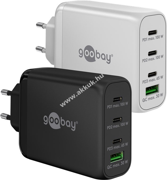 100W USB-C PowerDelivery többportos gyorstöltõ, fehér