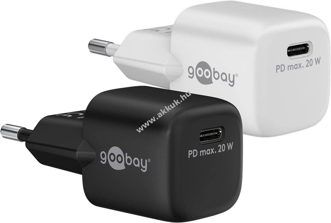 Goobay 20W USB-C PD GaN Nano gyorstöltő 1x USB-C csatlakozó fehér - Kiárusítás