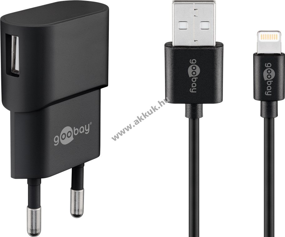 Goobay 5W USB hálózati töltő Apple Lightning kábellel 1m fekete