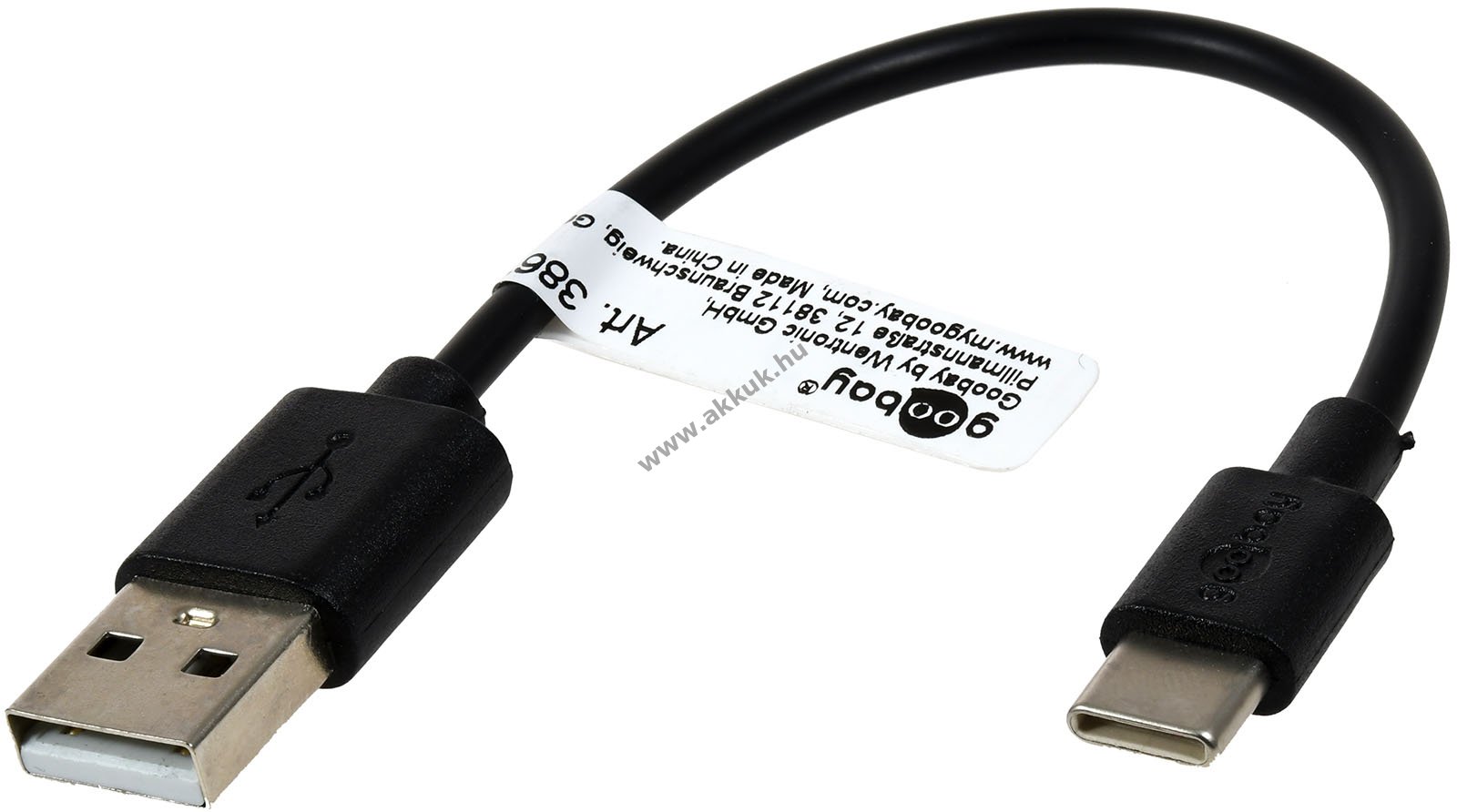 goobay USB-C töltõ és szinkronizáló kábel USB-C aljzatos készülékekhez, 10cm, fekete