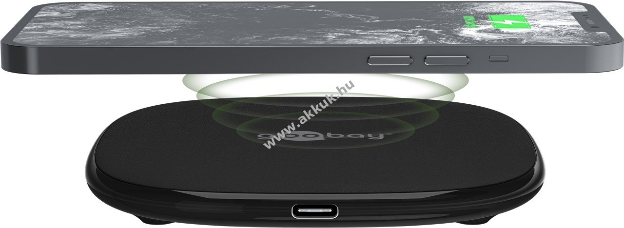 Goobay Wireless Charger vezeték nélküli gyorstöltő 15W Qi kompatibilis iPhone, iPad, AirPods