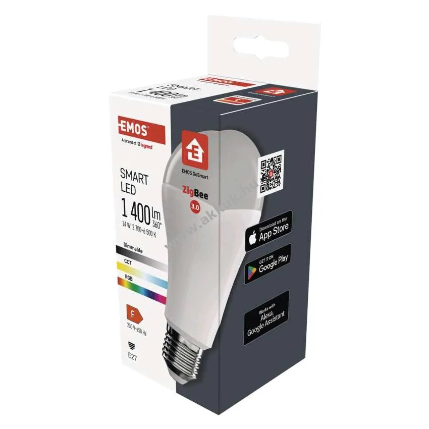 LED izzó GoSmart A65, E27, 14 W (94 W), 1 400 lm, RGB, dimmelhetõ, Zigbee