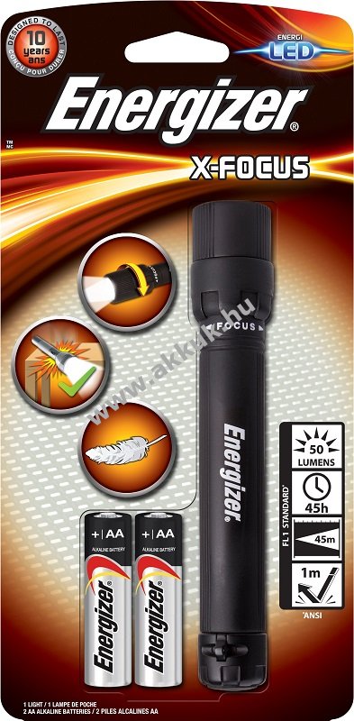 ENERGIZER X-focus LED-es elemlámpa + 2db AA ceruza elem - Kiárusítás! - A készlet erejéig!