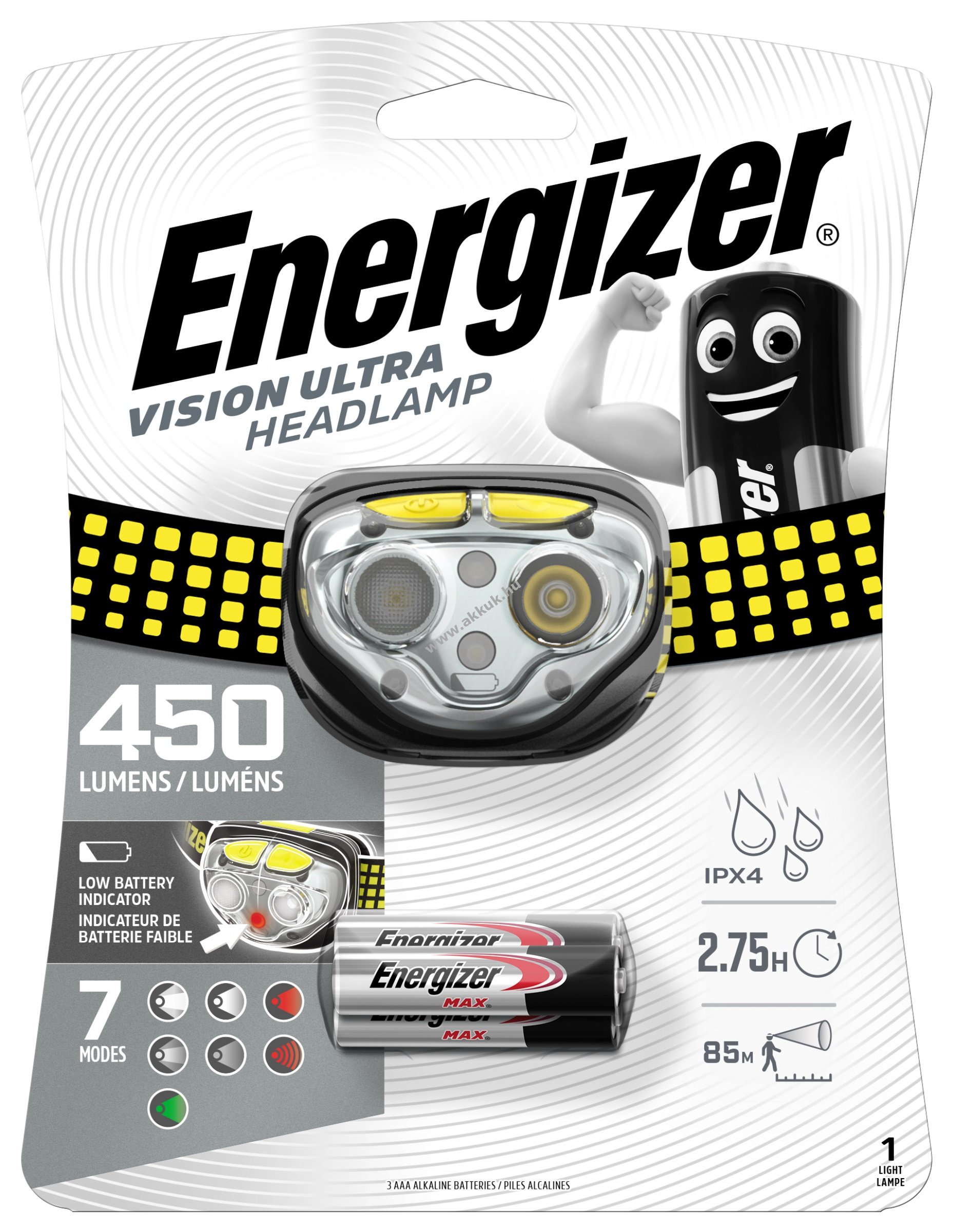 Energizer vision ultra headlight LED-es fejlámpa, homloklámpa 450lumen HDE32