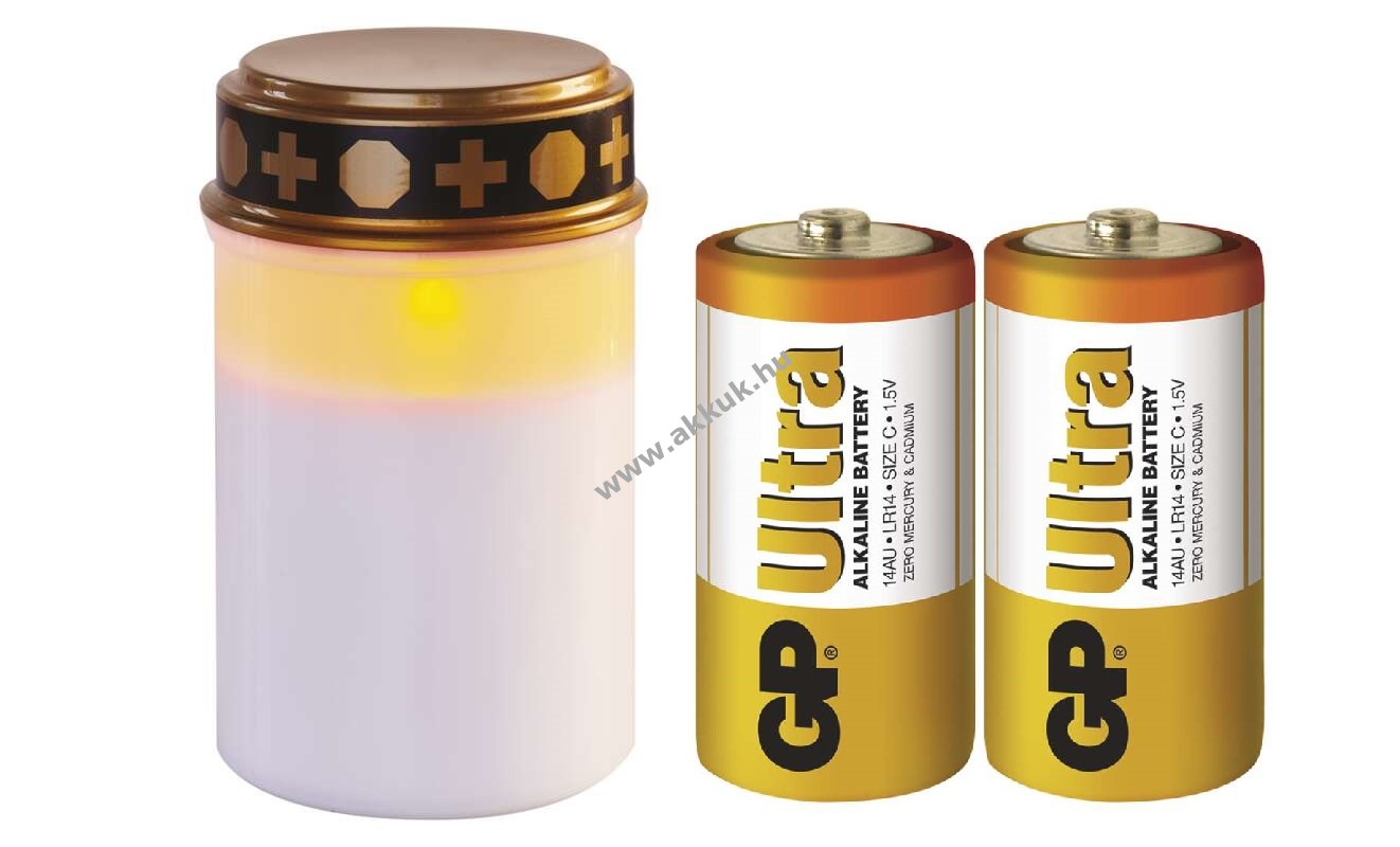 EMOS LED temetői mécses, 12,5 cm, kültéri és beltéri, vintage, időzítős + 2db GP alkáli elem