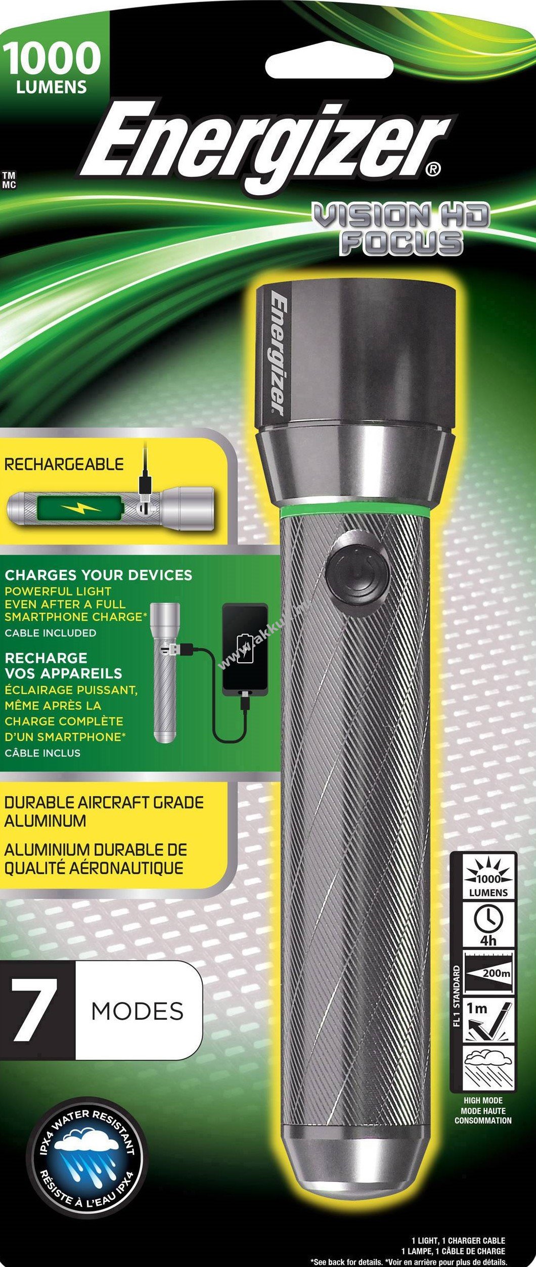 ENERGIZER Metal Vision HD Focus LED-es tölthetõ elemlámpa