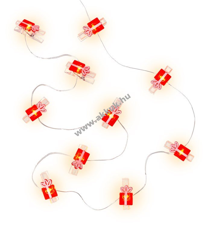 Goobay LED fotóklipsz fényfüzér 10 LED 3000K melegfehér timer 6/18 2xAA (elemek nélkül) Geschenk