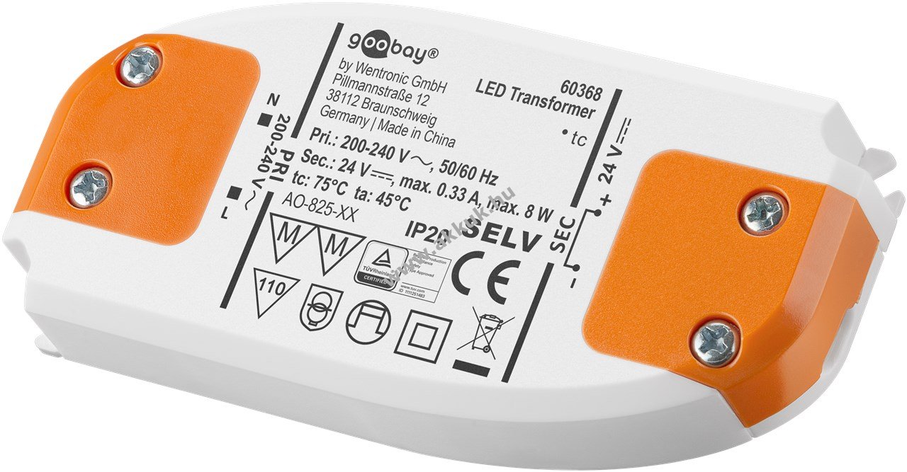 Goobay LED-trafo 24V 8W 200-240V AC IP20 beépíthető