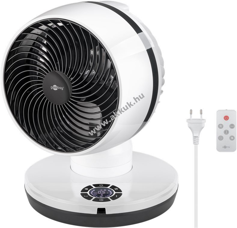 Padlóventilátor vezérlővel, 23cm átmérőjü, fehér - A készlet erejéig