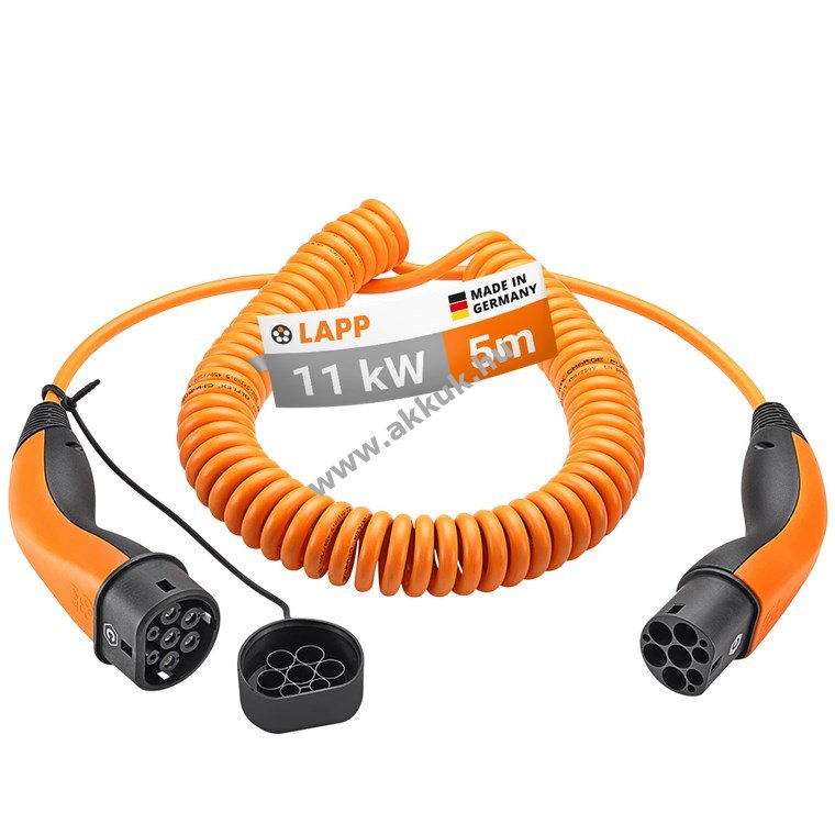 LAPP MOBILITY Spirál töltőkábel Type 2 11kW 5m 20A 3-fázisú narancs