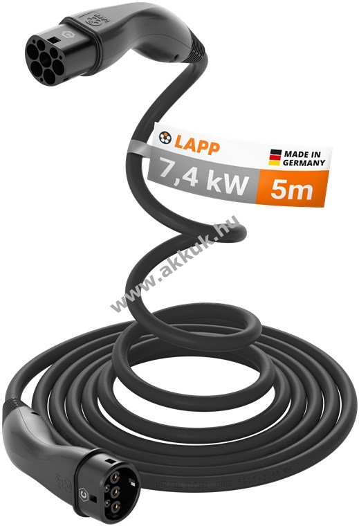 LAPP HELIX Typ 2 önfeltekeredő töltőkábel 7,4kW 32A 1fázisú 5m fekete (5555935002)