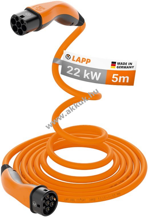 LAPP MOBILITY HELIX önfeltekeredő Typ 2 töltőkábel 22kW 5m 32A 3-fázis narancs