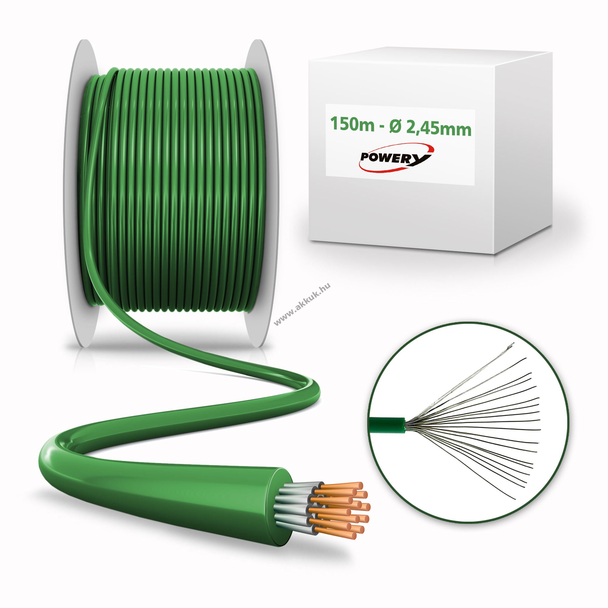 150m kompatibilis fűnyírórobot határolókábel 2,45mm ónozott réz