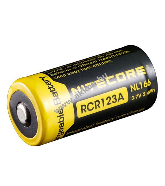 NiteCore akkucella Li-Ion típus 16340 / RCR123A / NL166 - PCB / IC védelem, SANYO cella