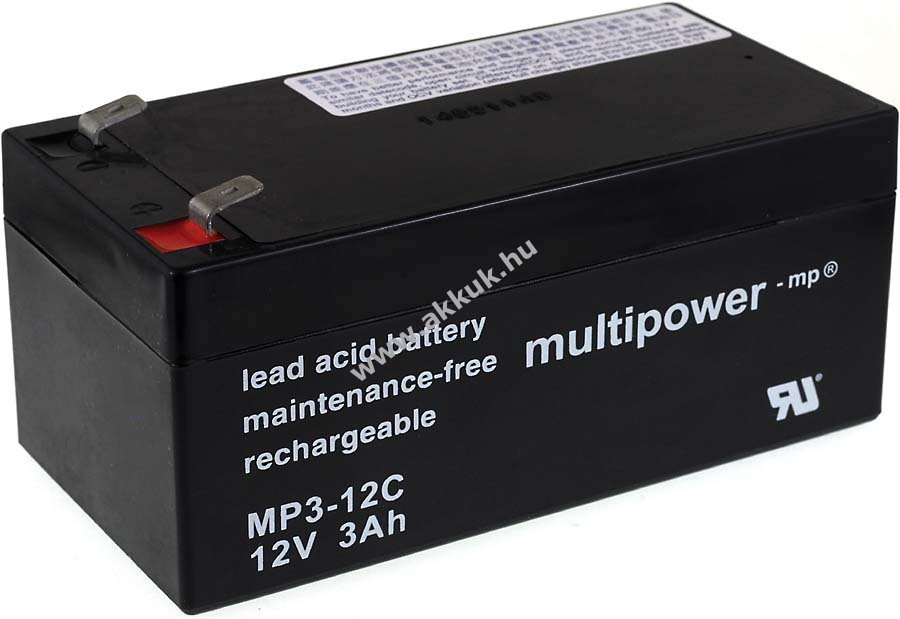 Helyettesítõ ólom akku Diamec típus: DM12-3 12V 3Ah (MULTIPOWER) ciklusálló, ciklikus