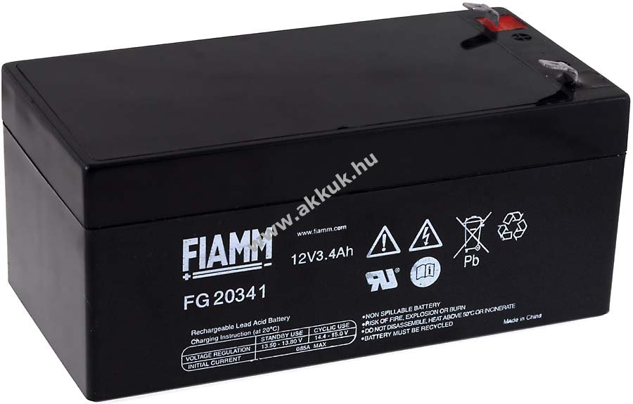 Ólom akku 12V 3,4Ah (FIAMM) típus FG20341 (csatlakozó: F1)