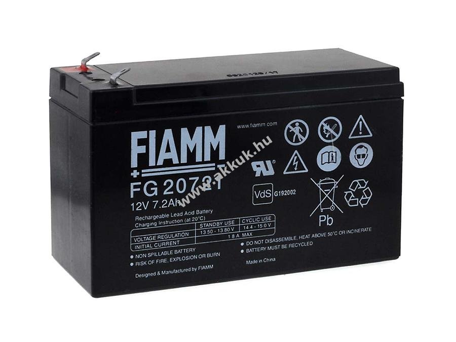 Ólom akku 12V 7,2Ah (FIAMM) típus FG20721 VDS-minõsítéssel (csatlakozó: F1)