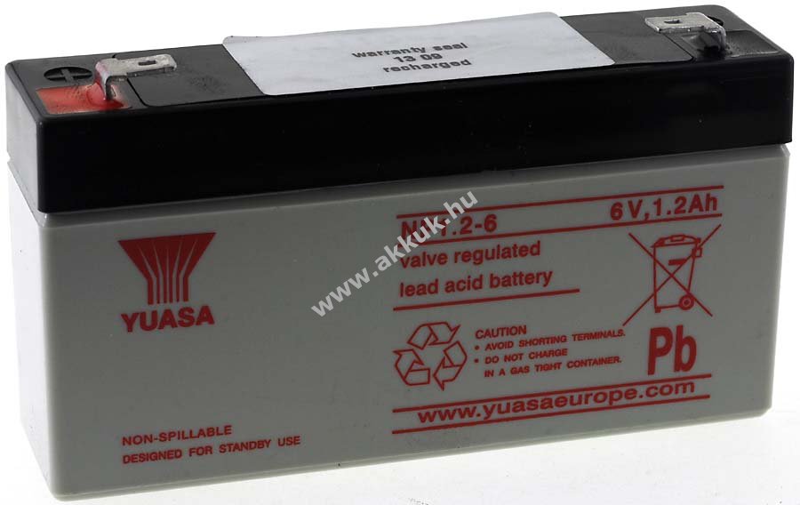 Ólom akku 6V 1,2Ah (YUASA) típus NP1.2-6