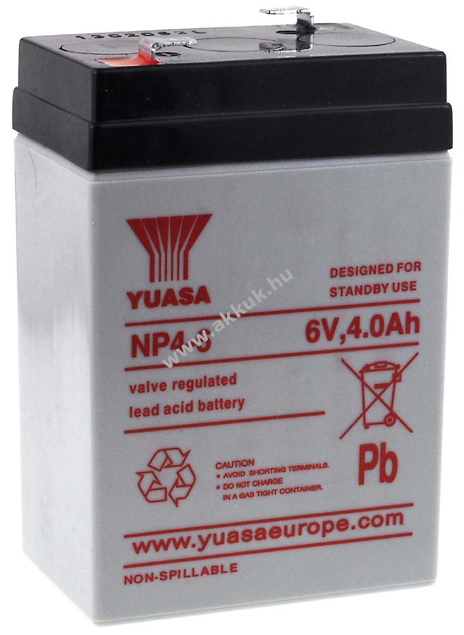 Ólom akku 6V 4Ah (YUASA) típus NP4-6