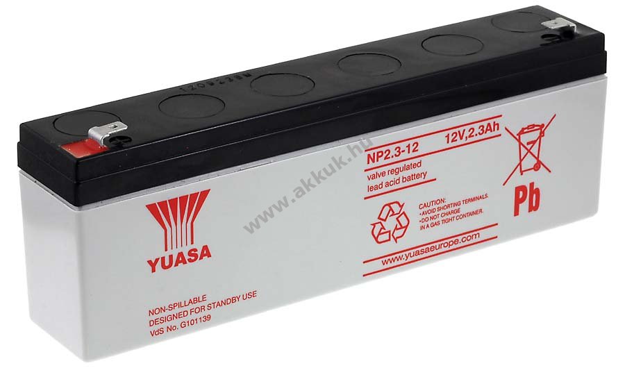 Ólom akku 12V 2,3Ah (YUASA) típus NP2.3-12 VDS-minõsítéssel