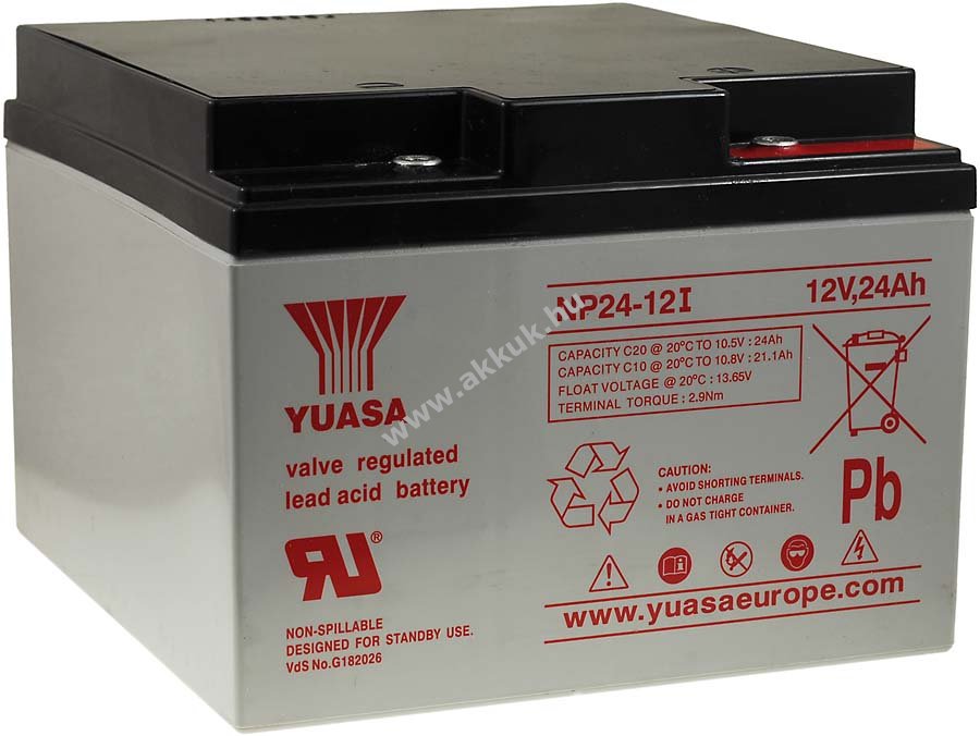 Ólom akku 12V 24Ah (YUASA) típus NP24-12I VDS-minõsítéssel