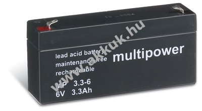Helyettesítõ akku elektromos gyermekjármû 6V 3,3Ah (Multipower)