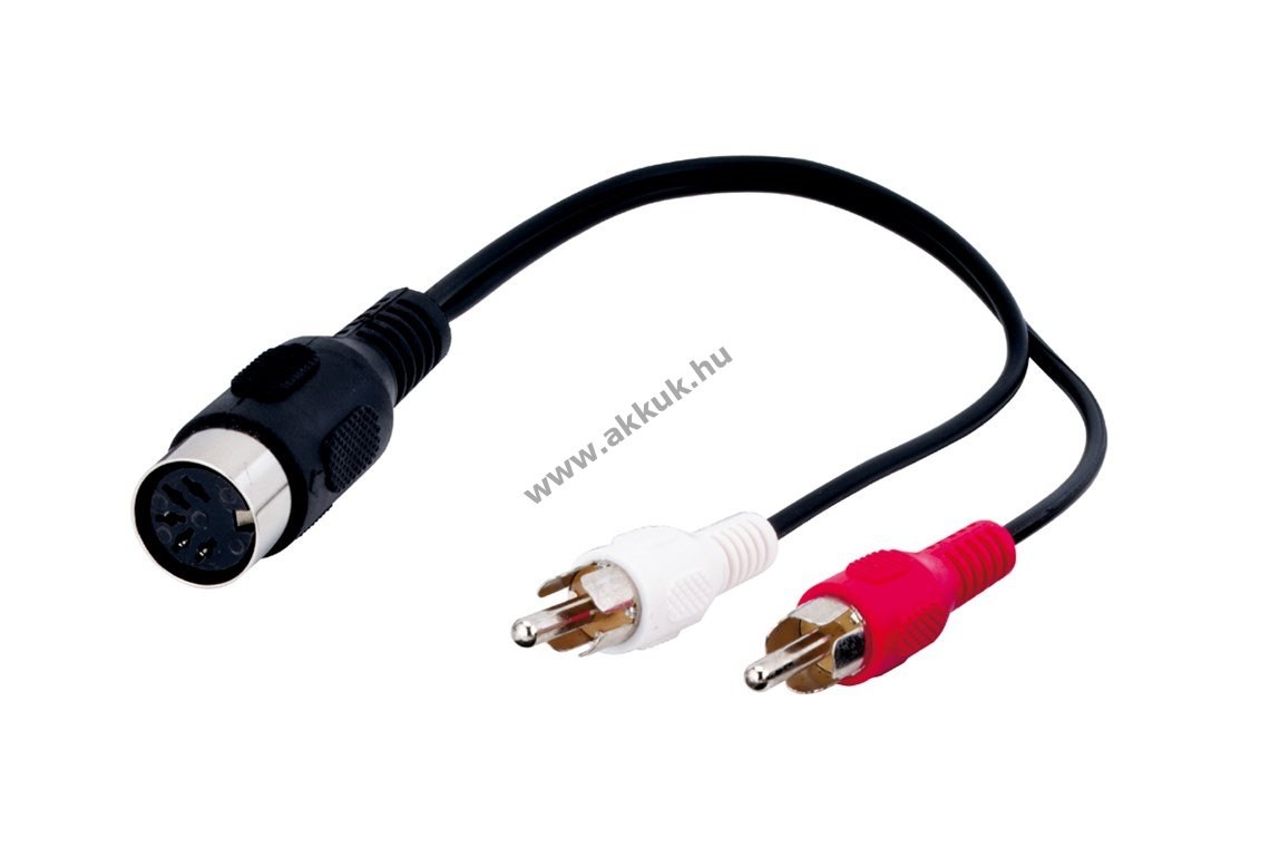 Goobay audio kábeladapter DIN aljzat 180° (5-tűs) > 2x RCA (cinch) dugó (bal/jobb) 0,2m