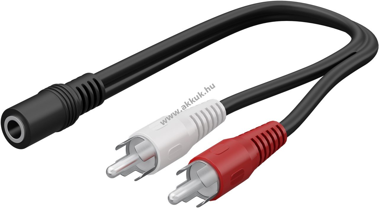 Goobay audio kábeladapter 3,5mm aljzat 3-tűs sztereó 2x RCA (cinch) dugó 0,2m