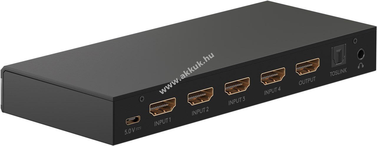 Goobay HDMI kapcsoló 4 bemenet 1 kimenet 4K@60Hz audio kimenet távirányítóval