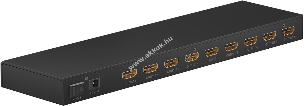 Goobay HDMI elosztó 1x8 4K@60Hz alumínium ház Micro-USB táp