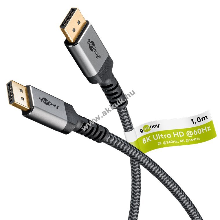 Goobay Plus Series DisplayPort 1.4 kábel 32,4Gbit/s 8K/60Hz DSC 1m
