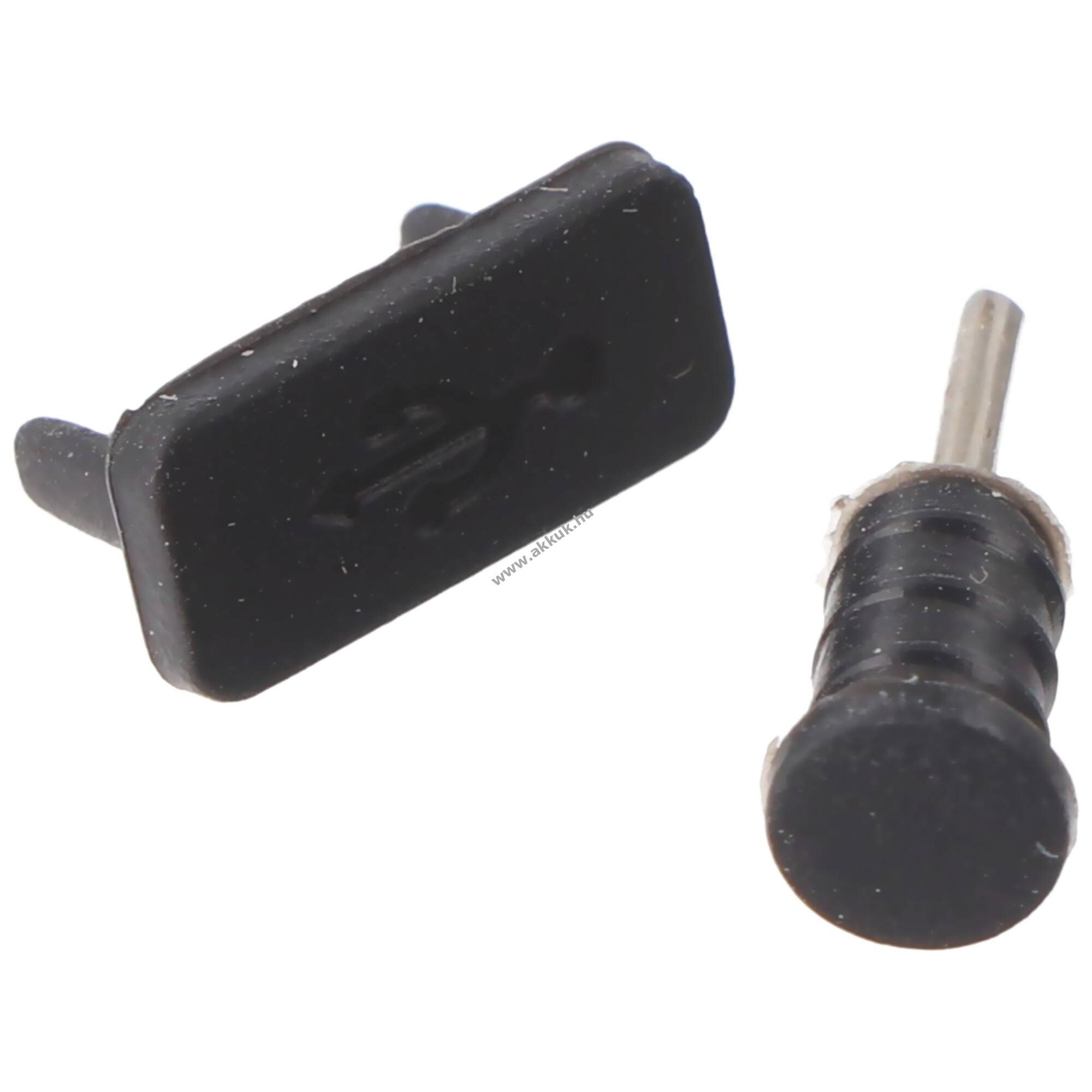 USB-C és fejhallgató porvédő sapka készlet 2db/csomag fekete - A készlet erejéig