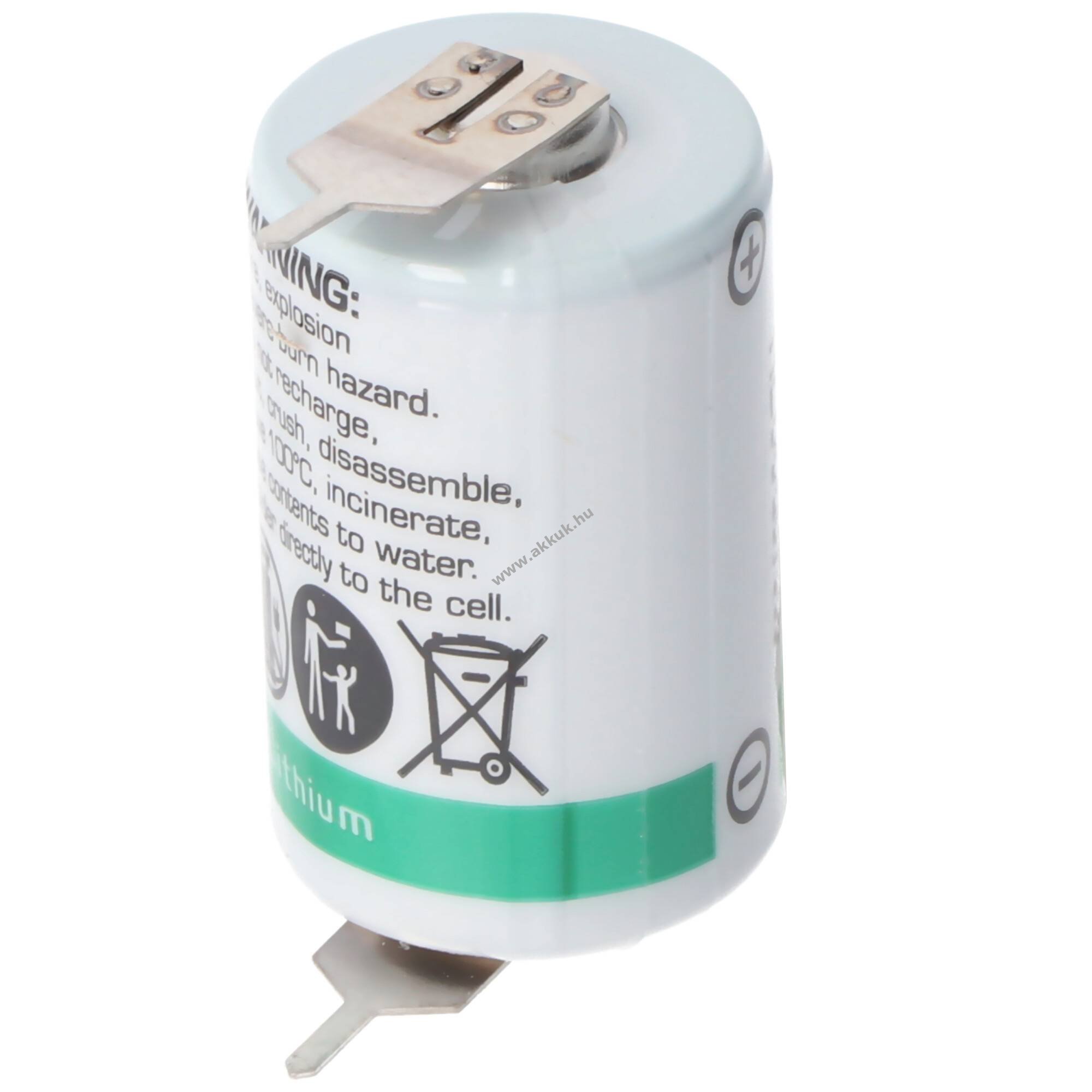 SAFT lithium elem típus LS14250PF forrasztható PCB 2 pin - 1/2AA 3,6V 1,2Ah (Li-SOCl2)