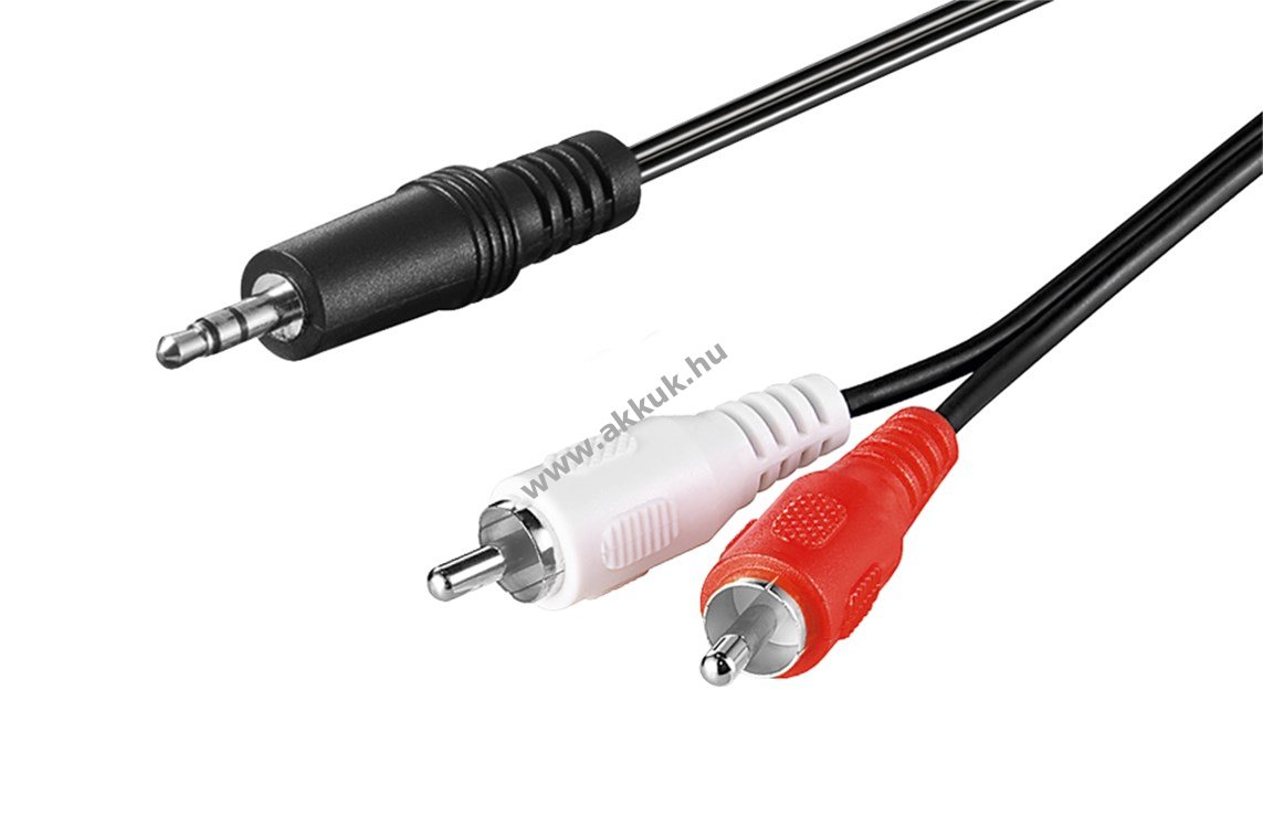 Goobay audio adapterkábel 3,5mm jack (3-pólus) sztereó - 2x RCA (cinch) 1m - Kiárusítás