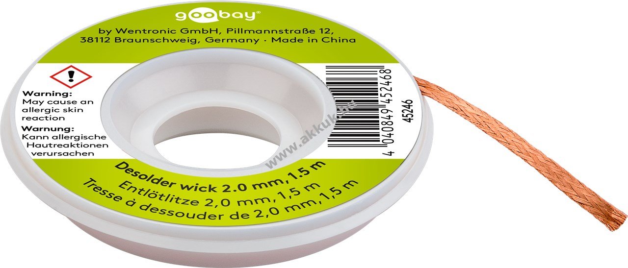 Goobay forraszelszívó fonal 2mm 1,5m tiszta réz