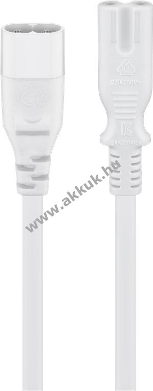 Goobay hosszabbító kábel C7/C8 2m fehér 2x0,75mm2 C8 dugó > C7 aljzat