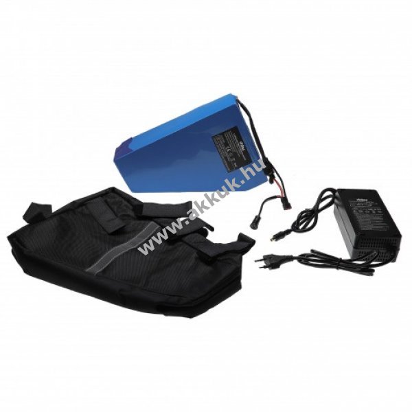 Helyettesítõ akku + töltõ és háromszög alakú táska e-kerékpárhoz, Li-Ion, 48V, 15000mAh