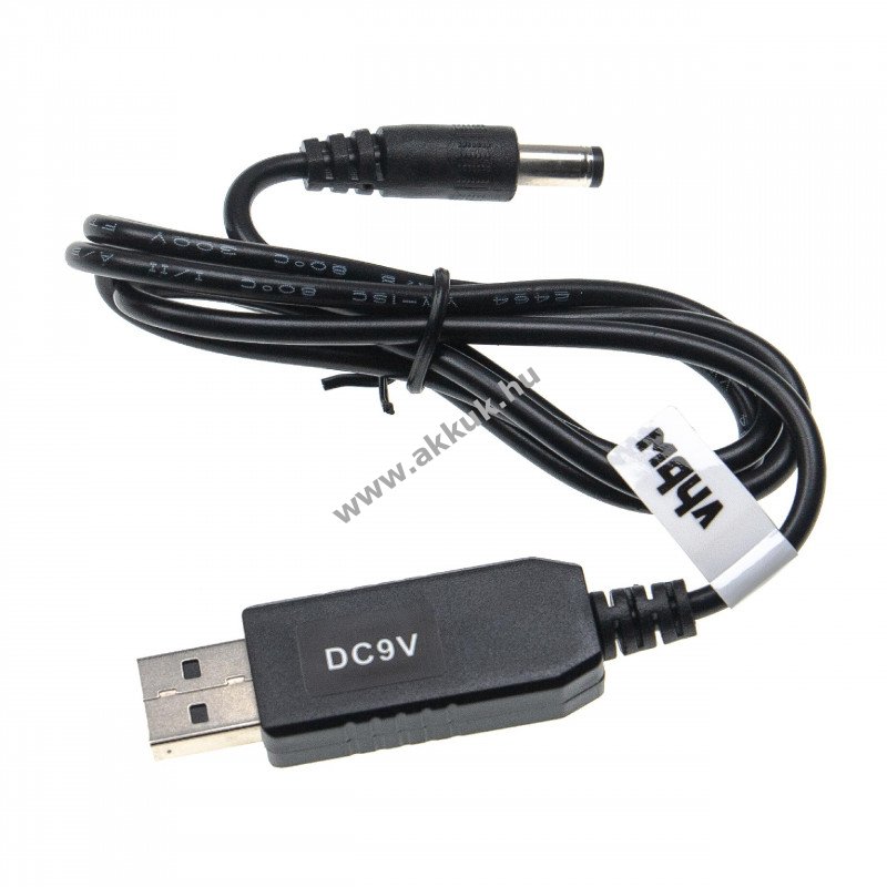USB töltõ kábel 5.5mm x 2.5mm Dc csatlakozóval 5V/2A - 9V/0.9A