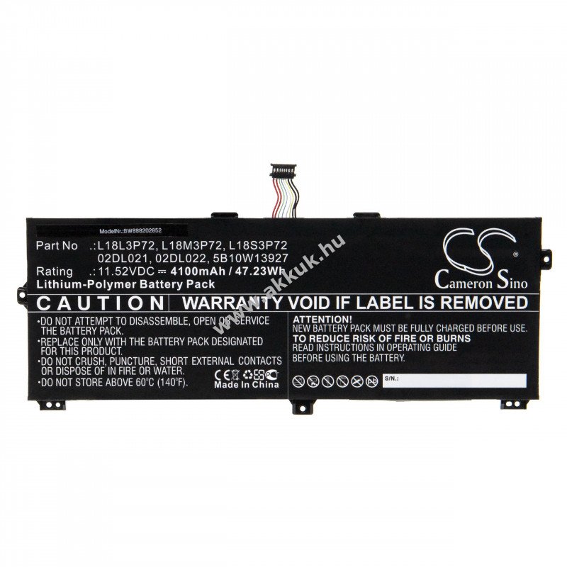 Helyettesítõ akku Lenovo ThinkPad X390 Yoga 4100mAh