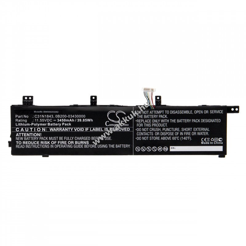 Helyettesítõ akku Asus VivoBook S14 S432FL-78AM5SB1 3450mAh
