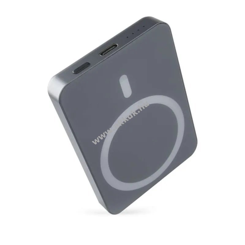 EMOS Powerbank külső akku WI 522, 5000mAh, 20W, Wireless töltés, MagSafe compatibilis, szürke
