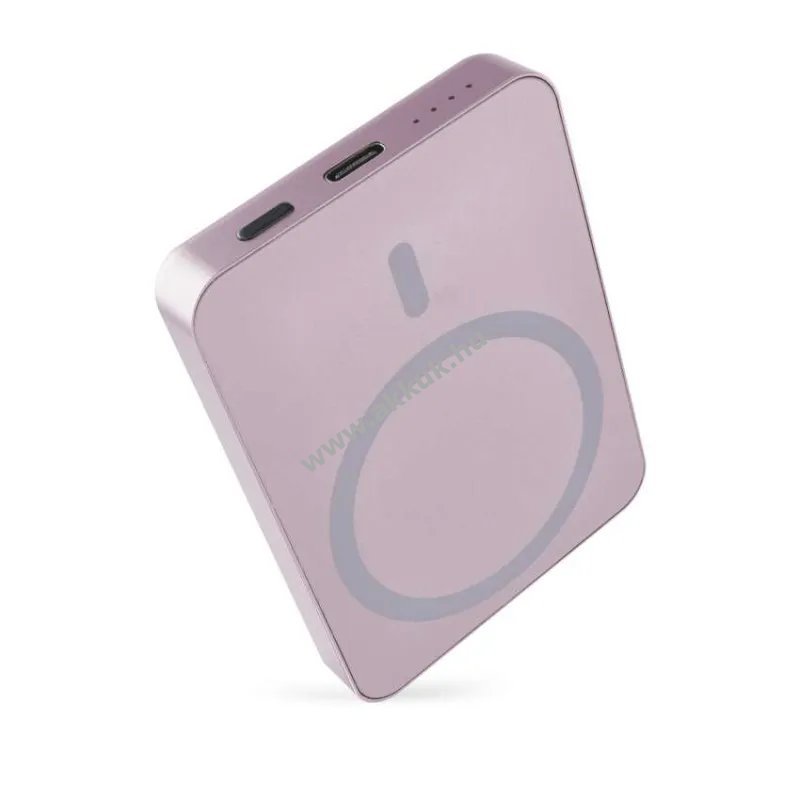 EMOS Powerbank külső akku WI 522, 5000mAh, 20W, Wireless töltés, MagSafe compatibilis, lazac