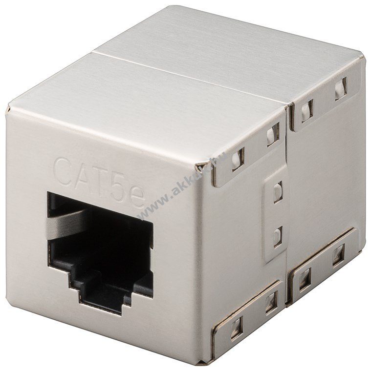 Goobay RJ45 moduláris összekötő CAT 5e teljes fém ház 2x RJ45 aljzat (8P8C)