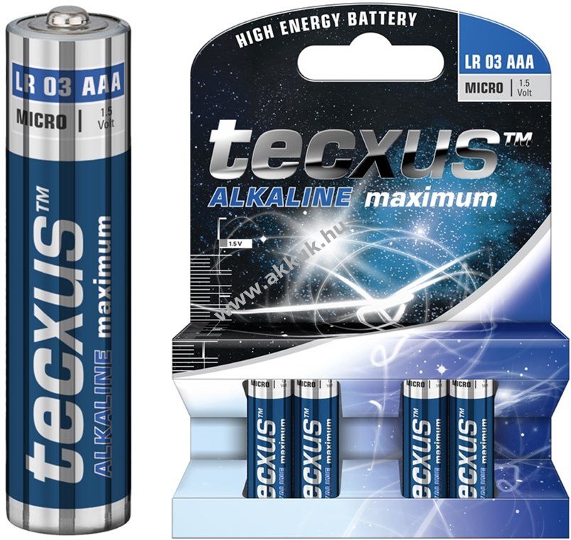 Tecxus Alkaline maximum LR03/AAA (Micro) elem 1,5V 4db/csomag alkáli-mangán